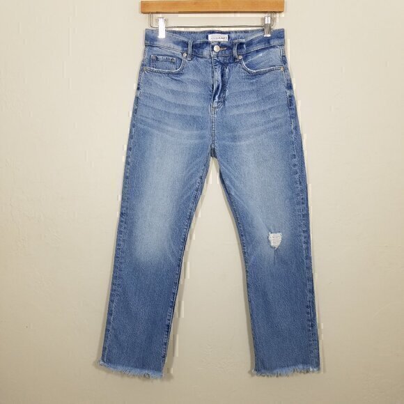 LOFT The Straight Crop Jeans Blue Size 0/25 - Picture 1 of 8